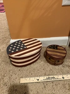 Boxes Folk Art Lot Of 2 Americana Cardboard Oven And Drum - Picture 1 of 4