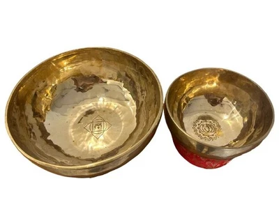 7-Metal Handmade Singing Bowls — Third Eye & Root Chakra Healing Set (6"–10") - Изображение 1 из 4