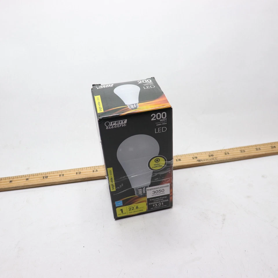 Feit Electric LED Light Bulb Non-Dimmable A21 3000k Bright White200W Eqv - Image 1 of 4