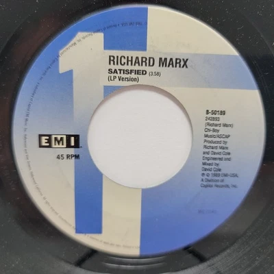 Richard Marx Satisfied / Should've Known Better 7" 45rpm M- Vinyl 80's Record 45 - Image 1 of 2