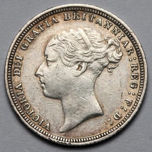 RARE 1880 VICTORIA GREAT BRITAIN YOUNG HEAD A5 SILVER SIXPENCE SIX 6 PENCE COIN - Picture 1 of 2