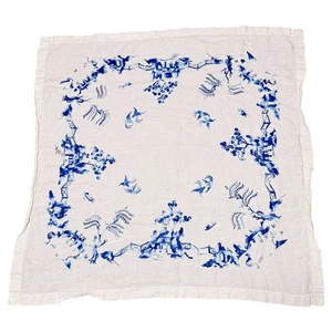 Blue Willow White Tea Tablecloth Center Cloth Hand Embroidered 37” sq VTG - Bild 1 von 10