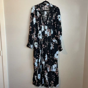 Free People Back At It Maxikleid Größe Medium Blumenmuster Boho schwarz Bauer 198 $ - Bild 1 von 10