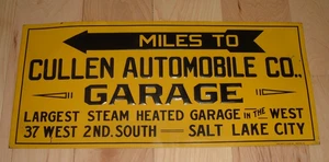 RARE CULLEN AUTOMOBILE CO GARAGE TIN SIGN - Picture 1 of 3