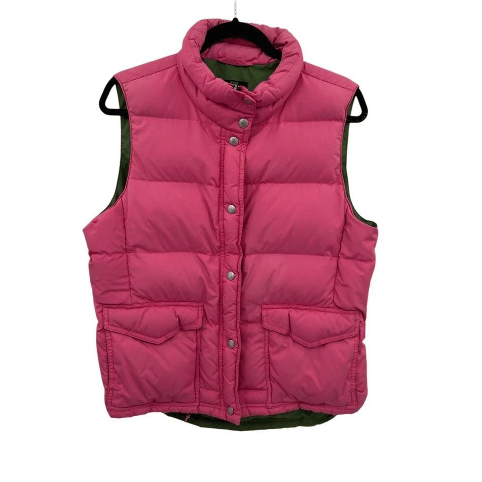 J Crew Snap Button & Zip Insulated Gorpcore Down Filled Puffer Vest Pink Medium - Image 1 of 4