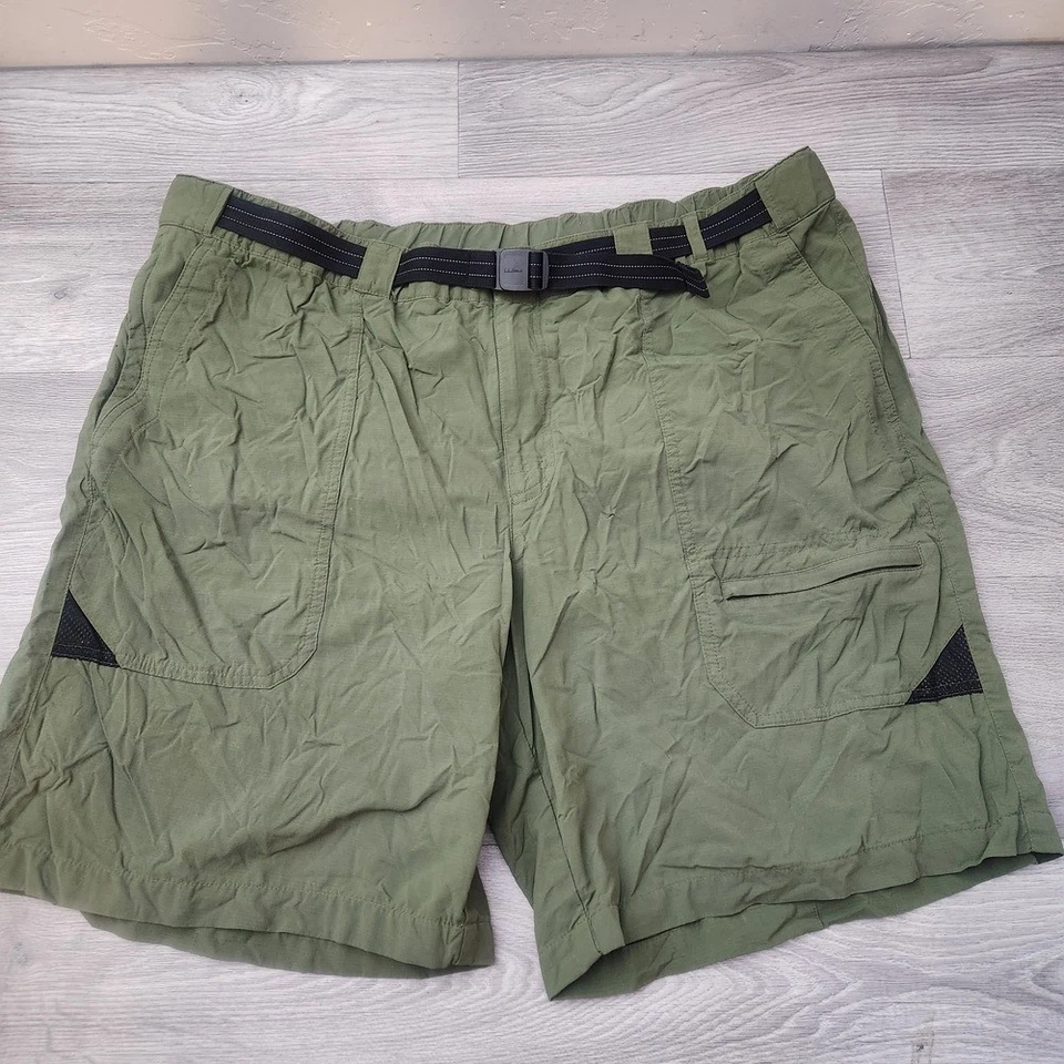 Shorts LL verde feijão tamanho XL cinto linha de malha bolso traseiro com zíper externo secagem rápida - Imagem 1 de 4