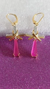 Kreuz. Kristall Quarz Rosa Infinity Kreuz Ohrringe.  Perfektes Weihnachtsgeschenk.  - Bild 1 von 7