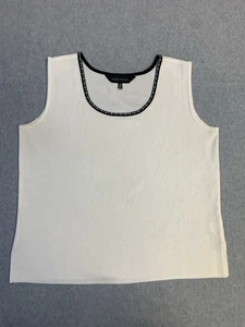Ming Wang Tank Top Camisole Womens M Ivory Stretch Career Office Preppy - Picture 1 of 9