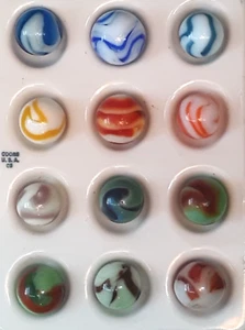 Twelve Wet Mint Vintage Swirl Marbles Alley's / Christensen's #6 - Bild 1 von 6