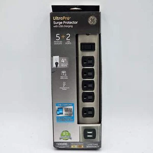 New UltraPro 8-Outlet Surge Protector with USB Charging - Zdjęcie 1 z 2