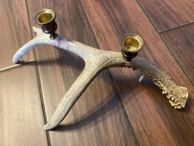 Suporte de vela de chifre de veado genuíno Rocky Mountain 4 pontos vintage +FRETE RÁPIDO! - Imagem 1 de 4