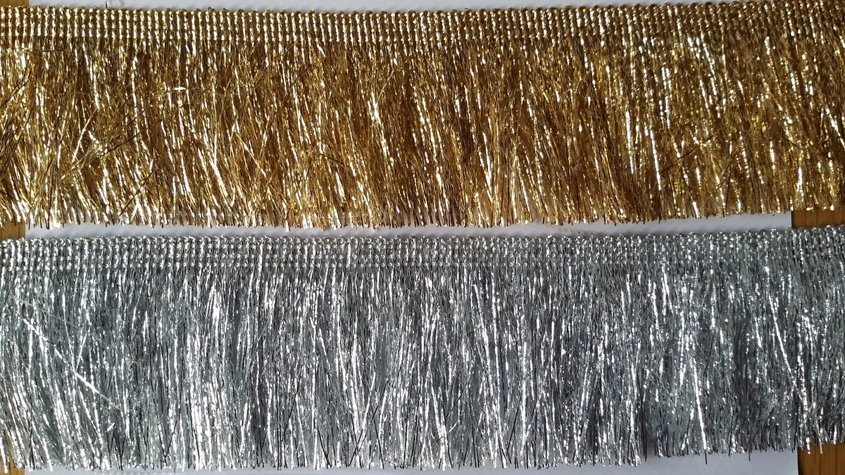 DecoPro Fransenborte 7,6 Cm – Gold Mit Blauer Spitze – Für Vorhänge, Kissen, Überwürfe – Pro Yard (91 Cm) – Polyester & Baumwolle