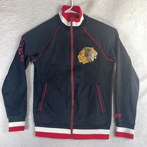 CCM Chicago Blackhawks Track Jacket Mens Small Black Full Zip NHL Stanley Cup - Picture 1 of 17