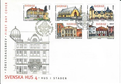 Sweden - FDC - 19 Mar 1998 - Svenka Hus 4 Hus I Staden - #31 - Image 1 of 2