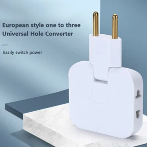 EU Plug 1 3 Extension Electrical Socket 180° Rotating AC Adapter Sock:;h - Picture 1 of 15