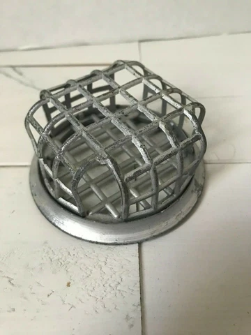 Vintage Original Heavy Metal Flower Frog Beehive Cage Garden Floral Silver Cover