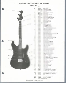 FENDER SQUIER STRAT Vtg 1986 Parts List Guitar Wiring Diagram 276800 ORIGINAL - Bild 1 von 2