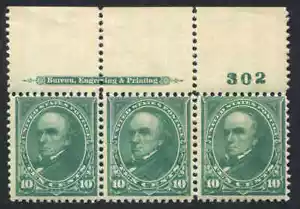 US STAMPS #273 MINT OG NH PLATE IMPRINT STRIP POST OFFICE FRESH - Picture 1 of 5