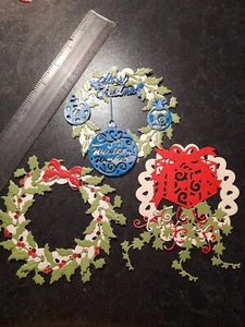 Stanzform Mini Weihnachtskränze X 3 zum Selbstmontage, Papier/Karten Verzierungen - Bild 1 von 3
