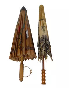 Japanese vintage Rice paper umbrella duo - Picture 1 of 8