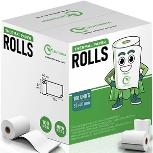 100 Rouleaux tpe - Bobine de papier thermique pour carte bleue - 57x40x12mm L... - Photo 1/8