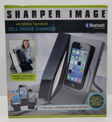 Sharper Image Wireless Bluetooth Handset iPhone 4, 5, Samsung Cell Phone Charger - Image 1 of 4