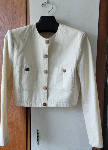 OFF WHITE Giacca Vintage Y2K Vertigo Paris Off Bianco Cottino Twill Taglia Media