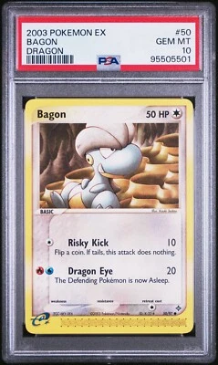 Bagon 50/97 PSA 10 GEM MINT EX Dragon 2003 Vintage Pokémon E Reader - Image 1 of 2