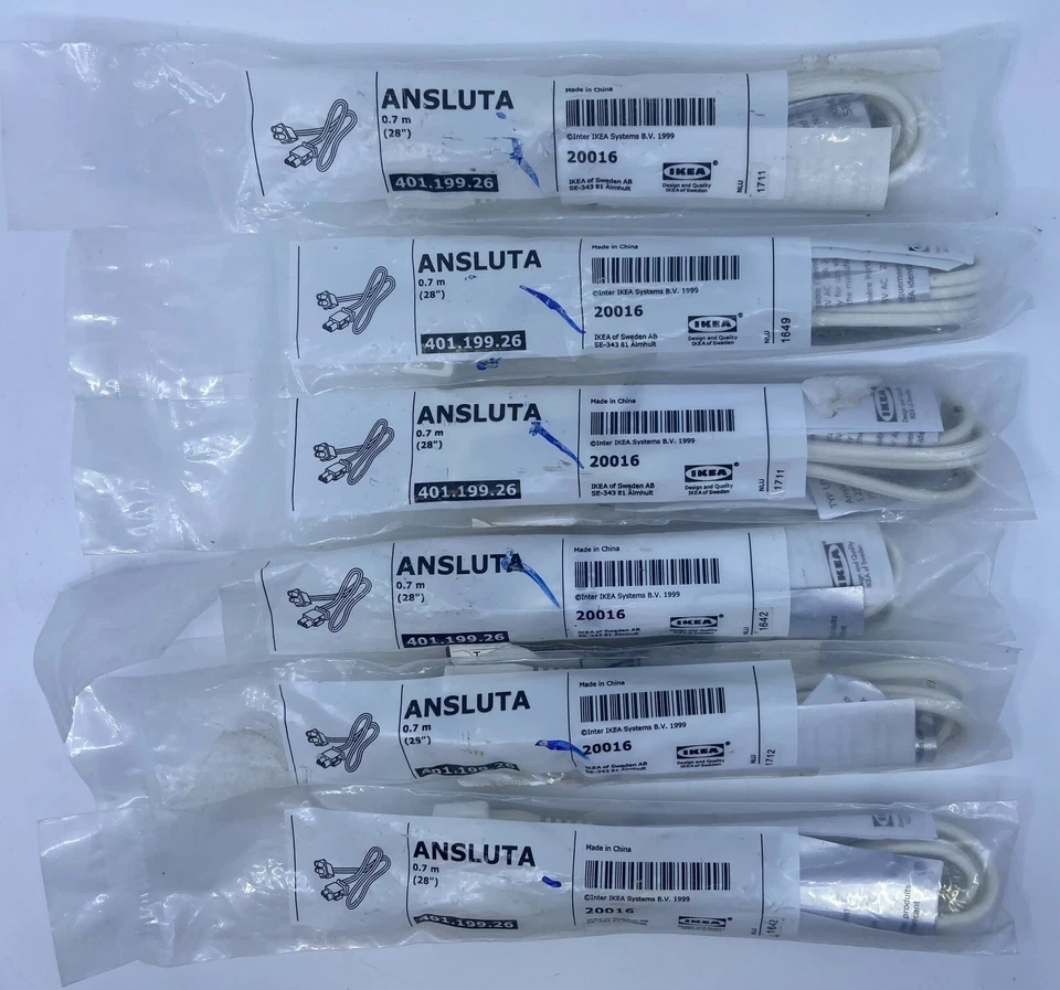 Lot of 6 IKEA ANSLUTA 28" Kitchen Lighting Connection Cords 401.199.26 - Image 1 of 1