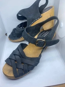 Swedish leather wooden clogs Moheda, Made in Sweden, size 36, heel 6.7cm - Picture 1 of 7
