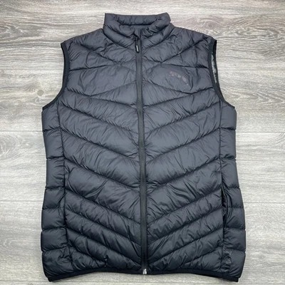 PUMA Down Puffer Vest Jacket Mens Medium Triple Black Slim Full Zip Blackout - Image 1 of 4