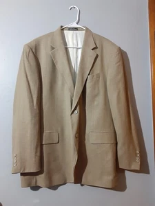 Blazer Oscar de la renta Lana Seda Tostado Beige Rayas Para Hombre Talla 46R Botón Oficina - Imagen 1 de 8