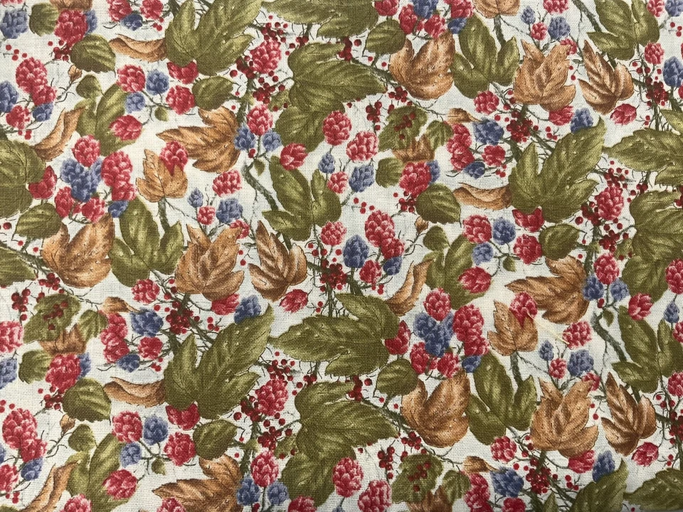 "Tela de edredón vintage Giordano Studios hojas y bayas 100 % algodón 44"" por 42""" Foto 1 de 1