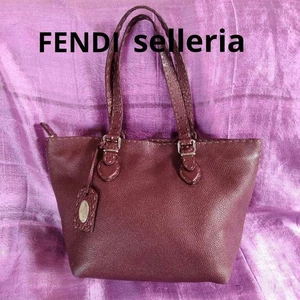 FENDI Hand Bag Tote Purse Selleria Leather Burgundy Authentic - Picture 1 of 24
