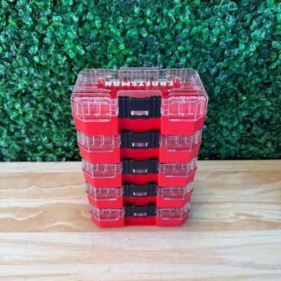 Paquete de 5 contenedores rígidos de almacenamiento compatibles con Craftsman Versastack rojos tapa transparente nuevos Foto 1 de 4
