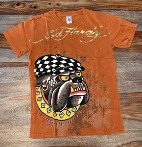 Authentic Boys Ed Hardy T-shirt Brown Bulldog Size l - Picture 1 of 5