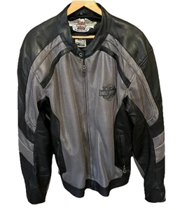 Men’s Harley Davidson Ventilated Leather Trim Motorcycle Jacket Size 2XL Armored - Picture 1 of 19
