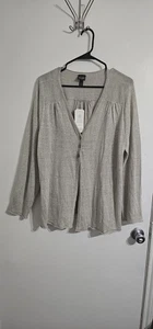 NWT Eileen Fisher 3 Button Sweater Cardigan XL Linen Silk Jersey Minimalist  - Picture 1 of 15