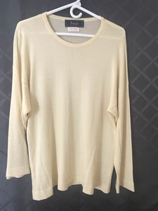 Pringle of Scotland Ligth Yellow Knit Cotton Long Sleeve Pullover Sweater L - Picture 1 of 6