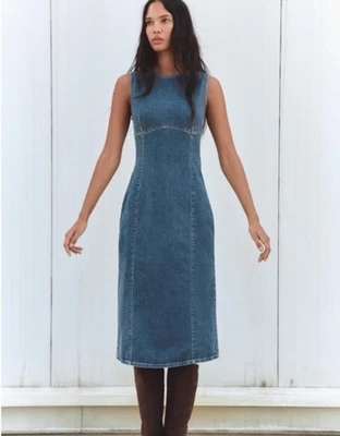 Zara | Denim Midi Dress Sleeveless TRF Trafaluc - Image 1 of 4