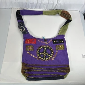 Boho Hippie Hobo Bag Blumen Peace Symbol Reißverschluss gefüttert Taschen LESEN - Bild 1 von 15