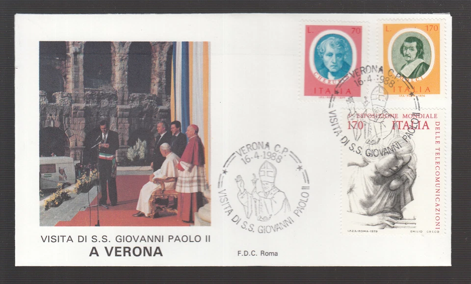 Vatican City 1988 beautiful travel document from Pope John Paul II in Verona - Image 1 of 1