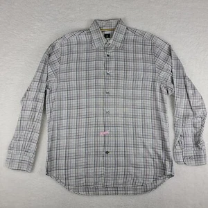 Robert Talbott Shirt Mens Large Blue Brown Check Plaid Dress Button Up - Picture 1 of 11