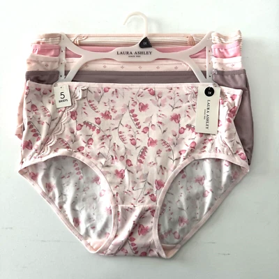 Laura Ashley Intimates Womens 5 Pack  Plus Size 1X Soft Briefs Solid Floral - Image 1 of 4