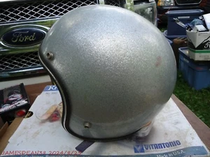 VTG Silver METAL Flake 3/4 Motorcycle Helmet Chopper 70s Glitter SPARKLE 6 1/2 - Picture 1 of 5