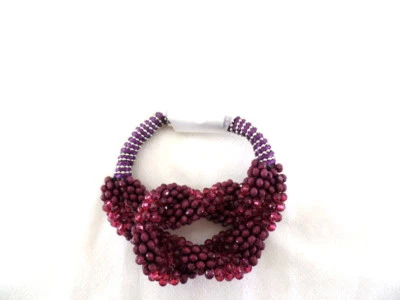 Fashion Jewelry Armband Bordeaux Modeschmuck Magnetverschluss Perlen Knoten - Bild 1 von 4