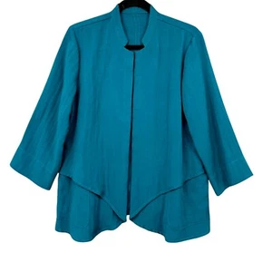 Fridaze Jacket Women Size S 100% Linen Lagenlook Open Front Top Layered Cardigan - Picture 1 of 8