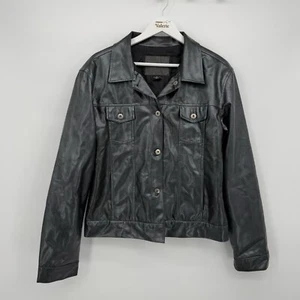 Guess *Flaws* Vintage Gray Faux Leather Button Metallic Jacket Size XL - Picture 1 of 12