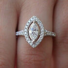 Engagement Ring 2.15Ct Marquise Cut Simulated Diamond White Gold Plated Size 5