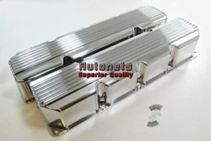 AMC Jeep Fabricate Aletas V8 304-360-390-401 Aluminio Válvula Cubierta Pulido Sin Agujero - Imagen 1 de 3